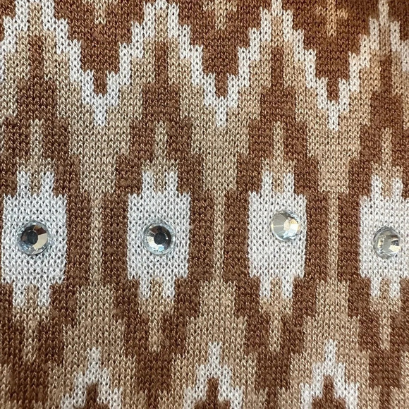 Boston Proper | Fair Isle Sweater Size Small Cowl Neck Rhinestones Size M EUC - Picture 5 of 9